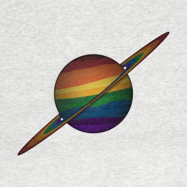 Planet and Rings in LGBTQ Rainbow Pride Flag Colors by LiveLoudGraphics